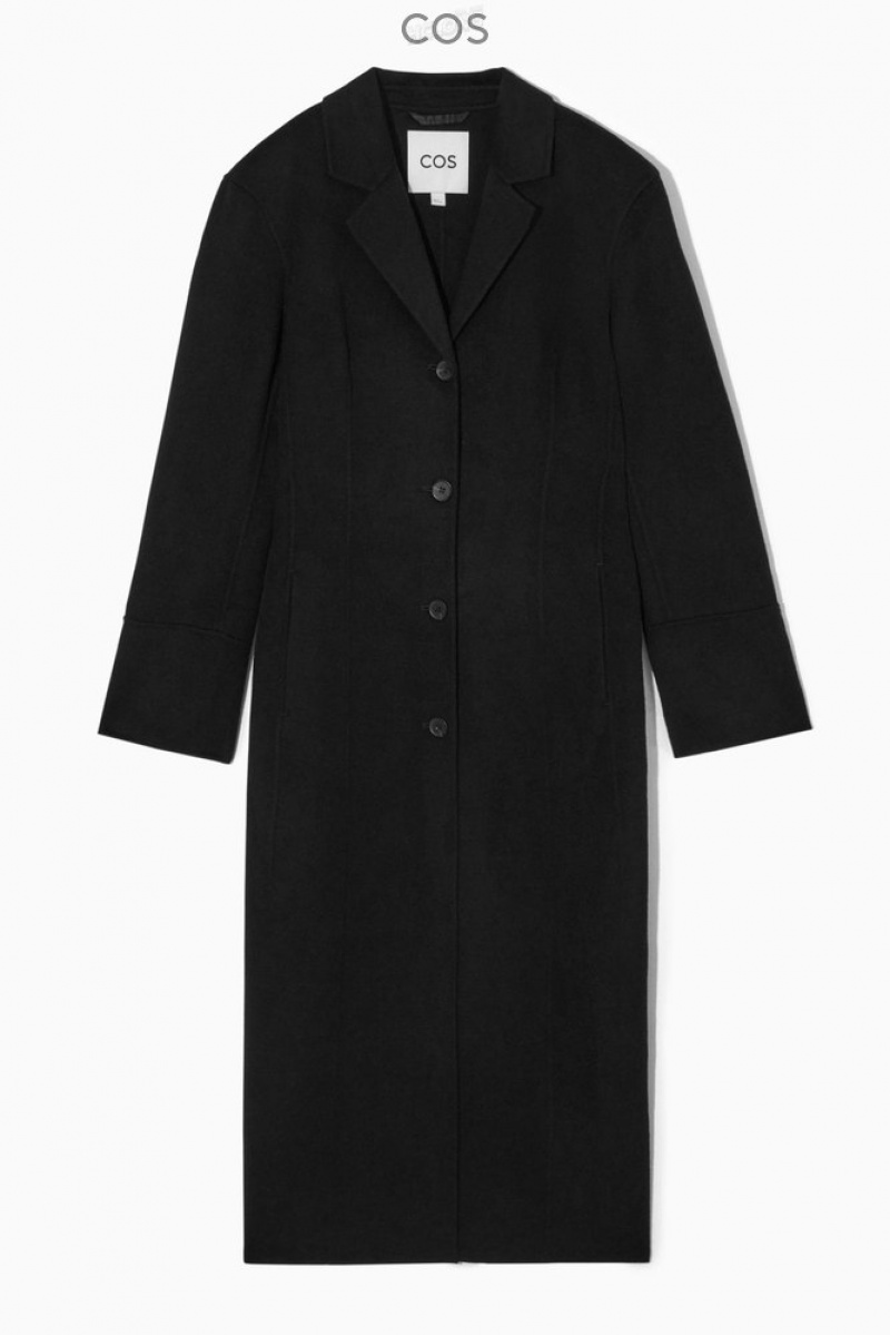 Black COS Tailored Double-Faced Wool Coat | FM09-K5HN