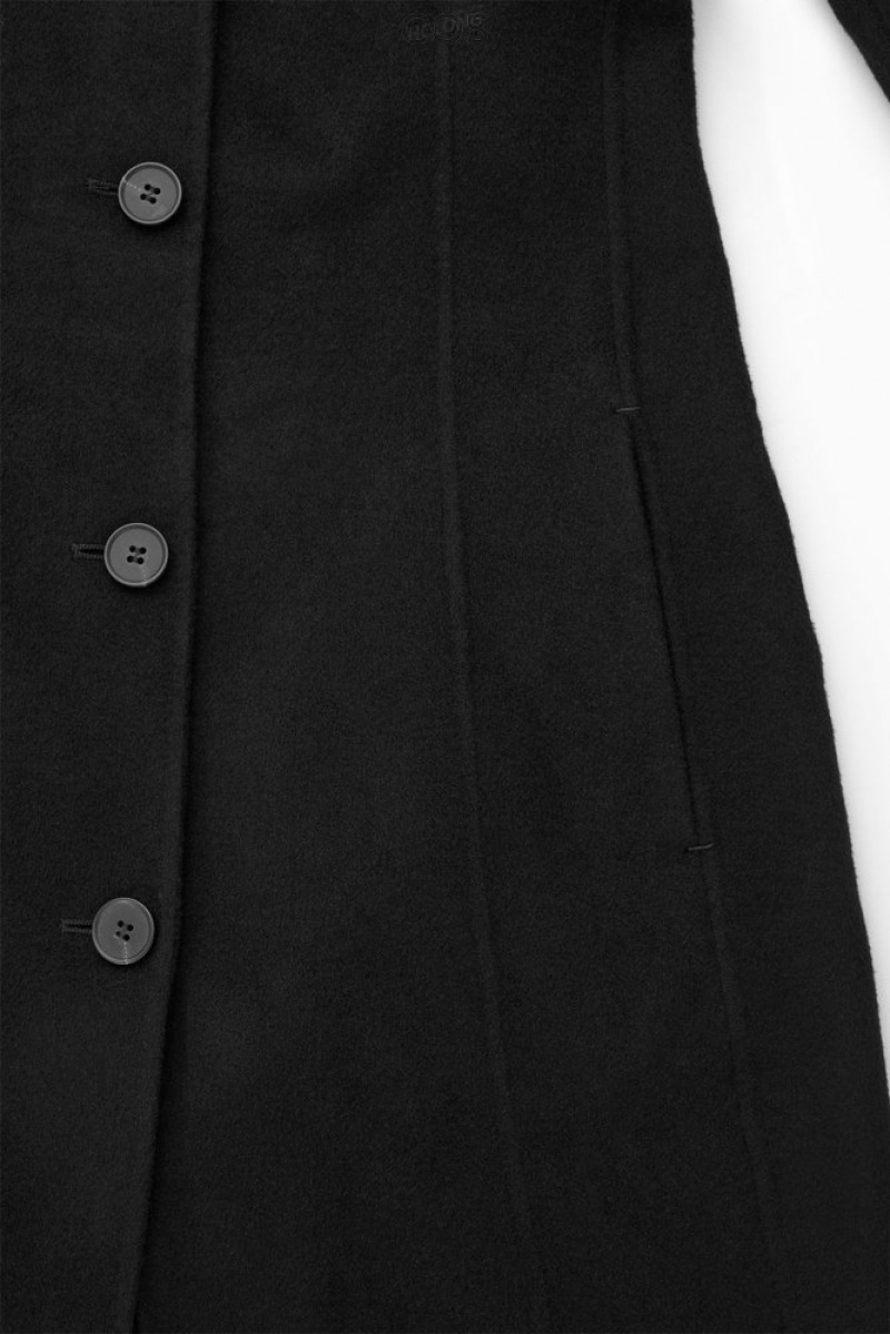 Black COS Tailored Double-Faced Wool Coat | FM09-K5HN