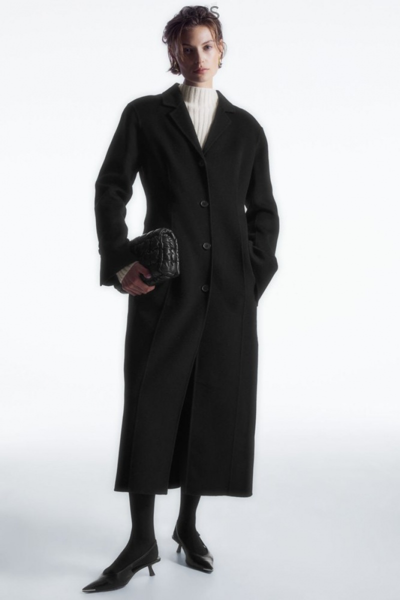 Black COS Tailored Double-Faced Wool Coat | FM09-K5HN