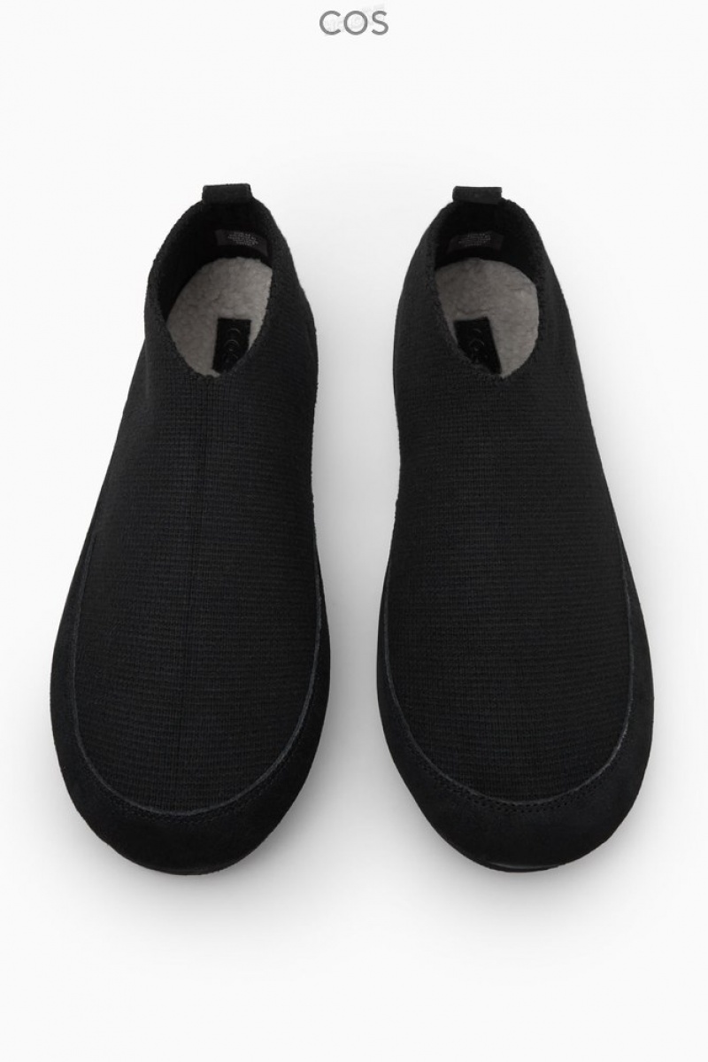 Black COS Teddy-Lined Knitted Slippers | GB07-P7KK