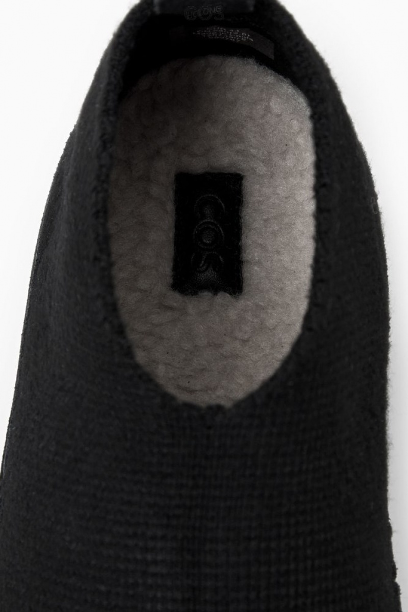 Black COS Teddy-Lined Knitted Slippers | GB07-P7KK