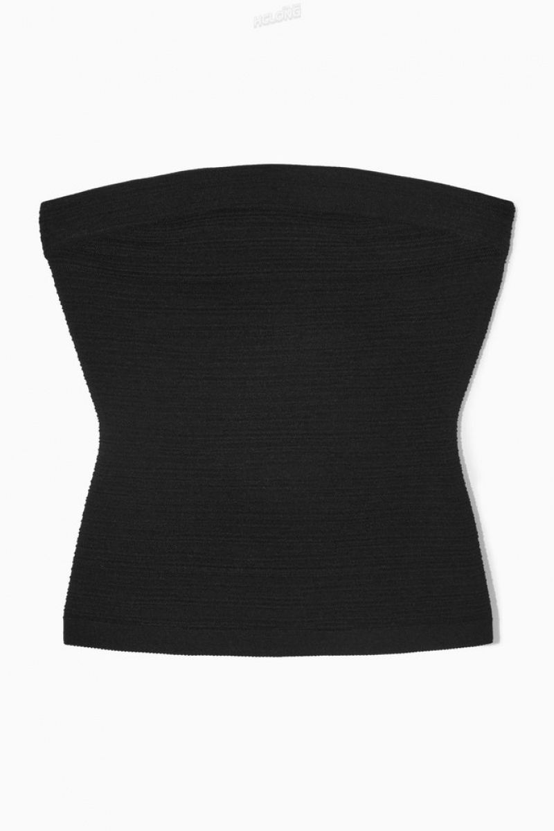 Black COS Textured Bandeau Top | LI00-Z6JG