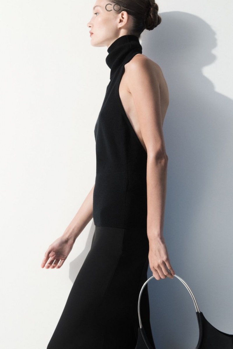 Black COS The Backless Cashmere Top | OL93-F1RJ