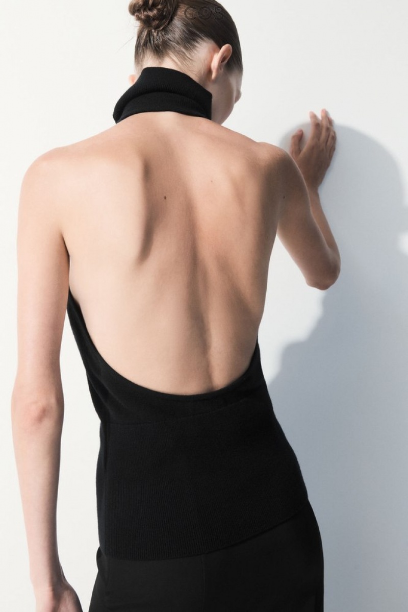 Black COS The Backless Cashmere Top | OL93-F1RJ