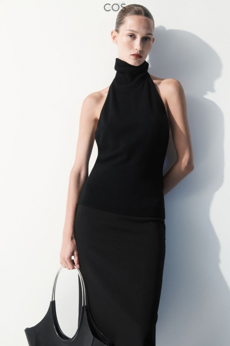 Black COS The Backless Cashmere Top | OL93-F1RJ