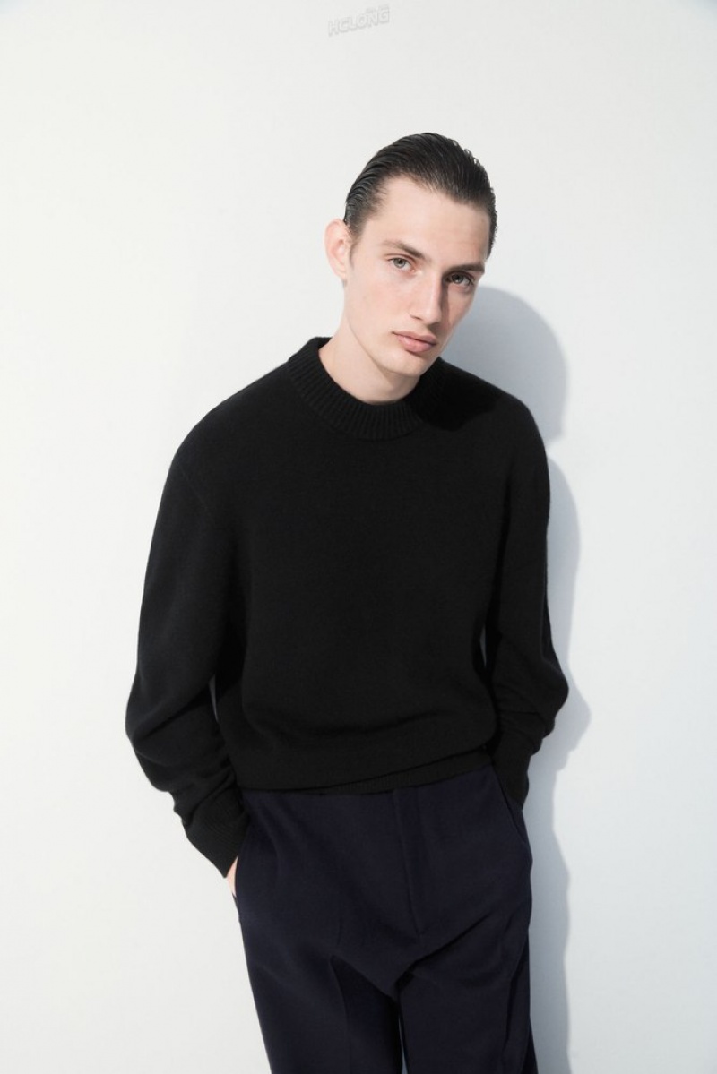 Black COS The Cashmere Crew-Neck Sweater | RN51-K9VB