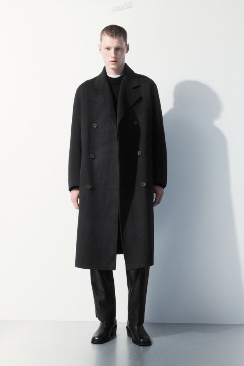 Black COS The Double-Breasted Wool Coat | TX66-U0WE