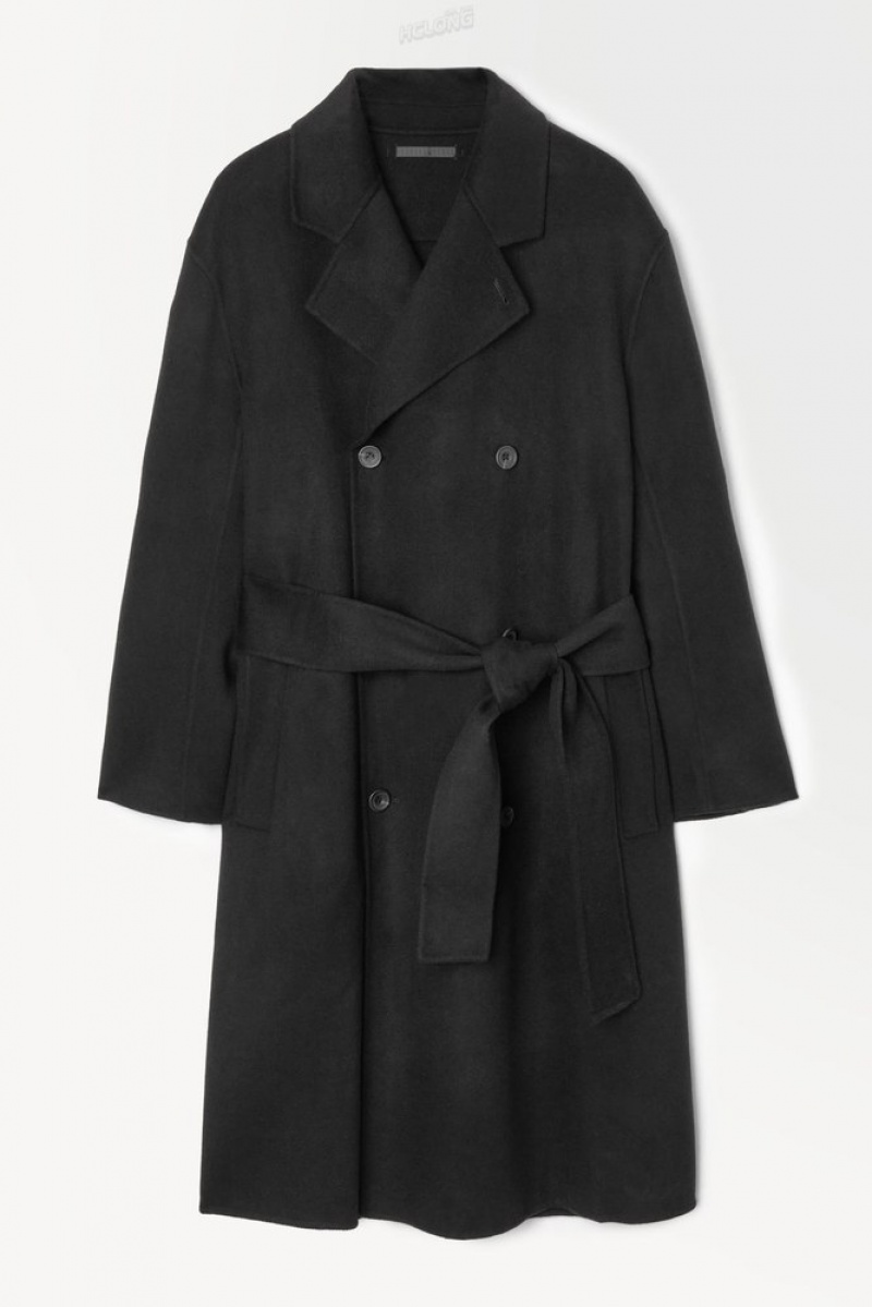 Black COS The Double-Breasted Wool Coat | TX66-U0WE