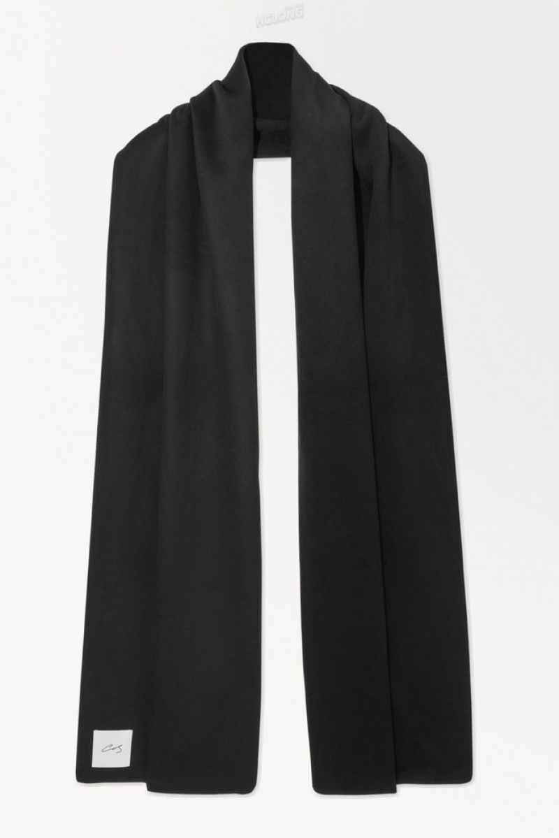 Black COS The Double-Faced Wool Scarf | TD94-P2GN