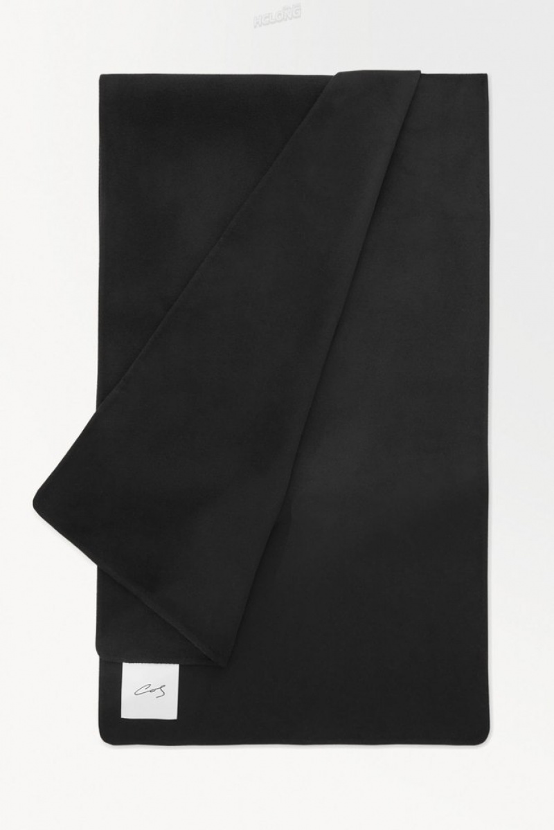 Black COS The Double-Faced Wool Scarf | TD94-P2GN