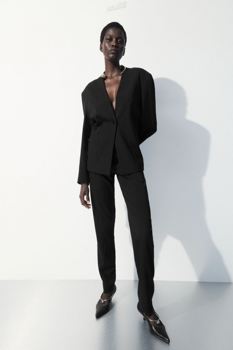 Black COS The Draped-Waist Blazer | OK10-Q8FN