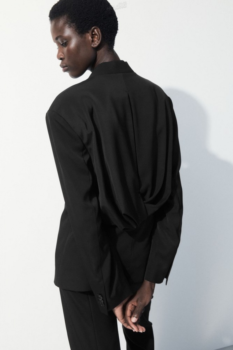 Black COS The Draped-Waist Blazer | OK10-Q8FN