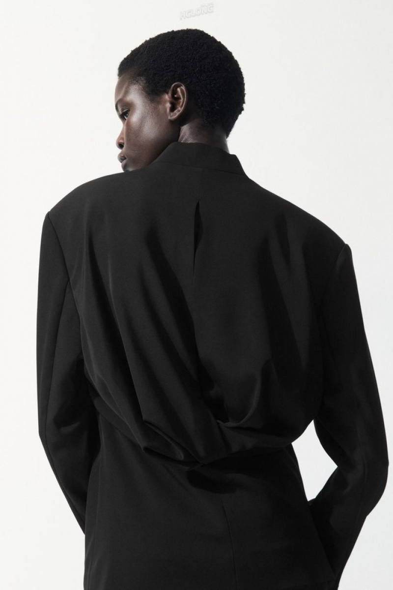 Black COS The Draped-Waist Blazer | OK10-Q8FN