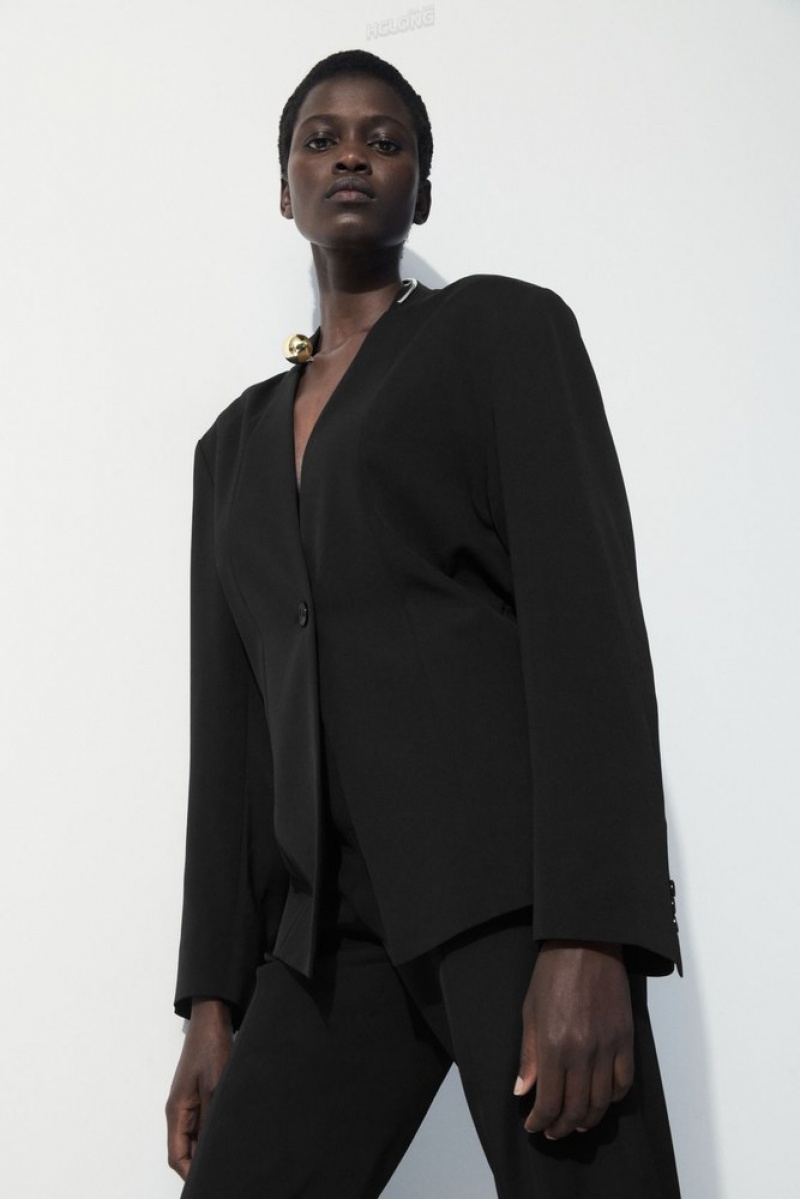 Black COS The Draped-Waist Blazer | OK10-Q8FN