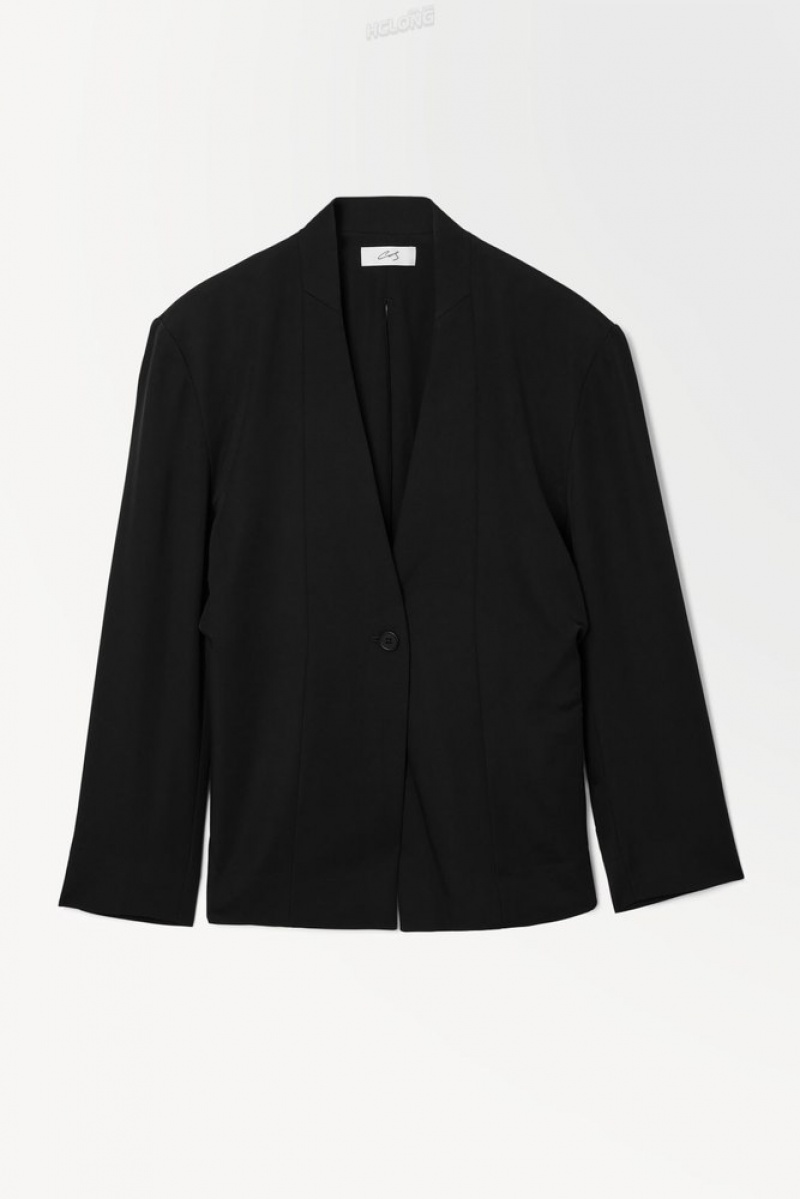 Black COS The Draped-Waist Blazer | OK10-Q8FN