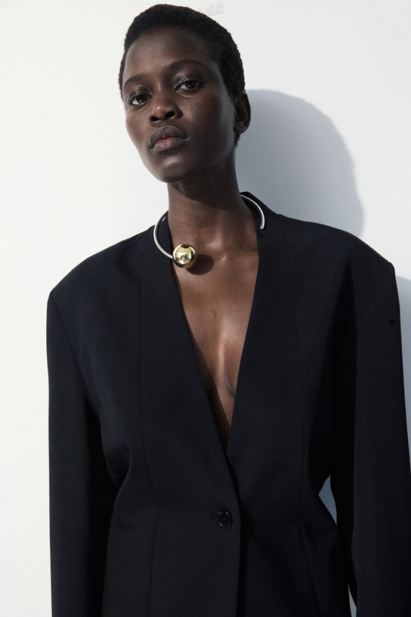 Black COS The Draped-Waist Blazer | OK10-Q8FN