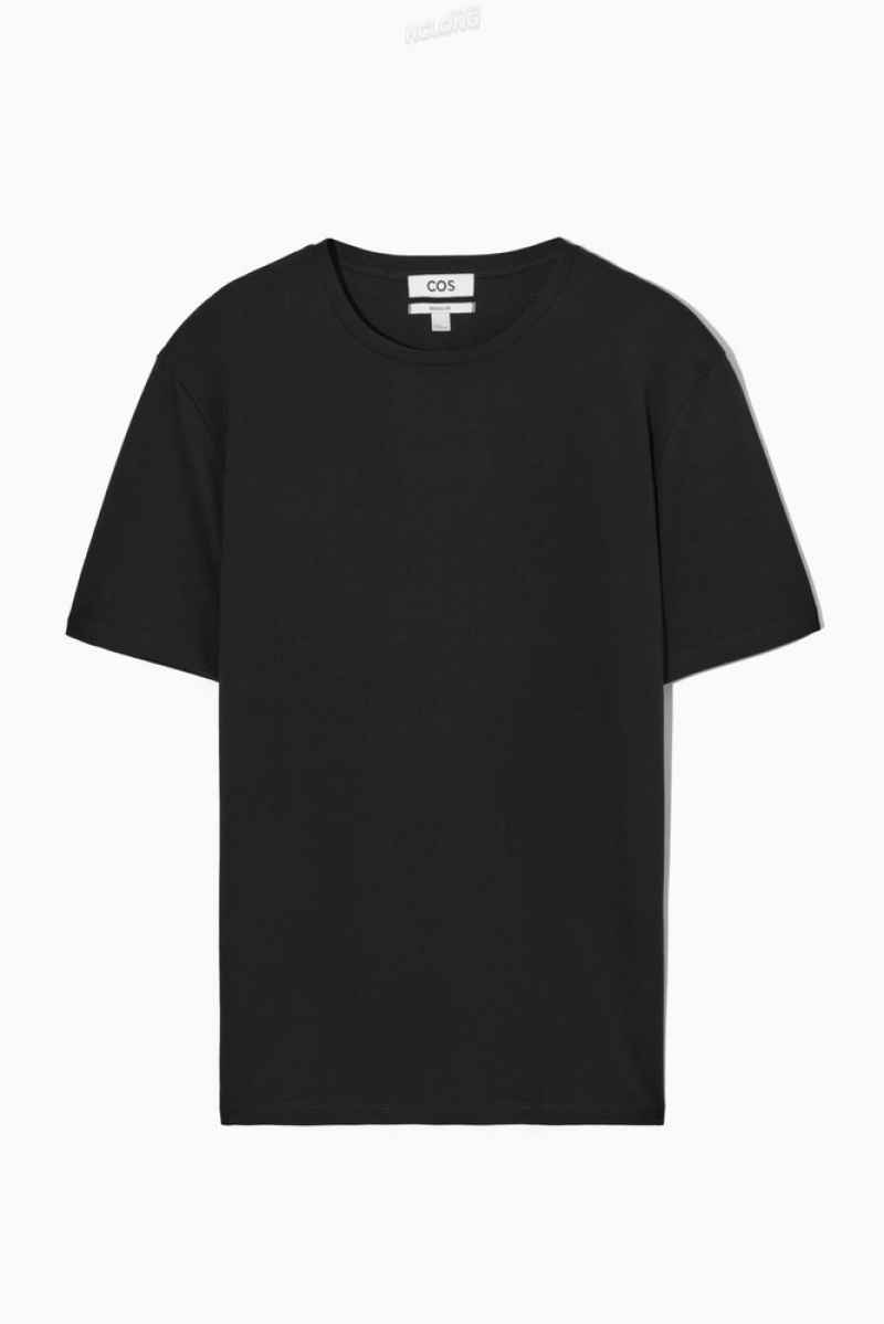 Black COS The Extra Fine T-Shirt | CZ51-U6OD