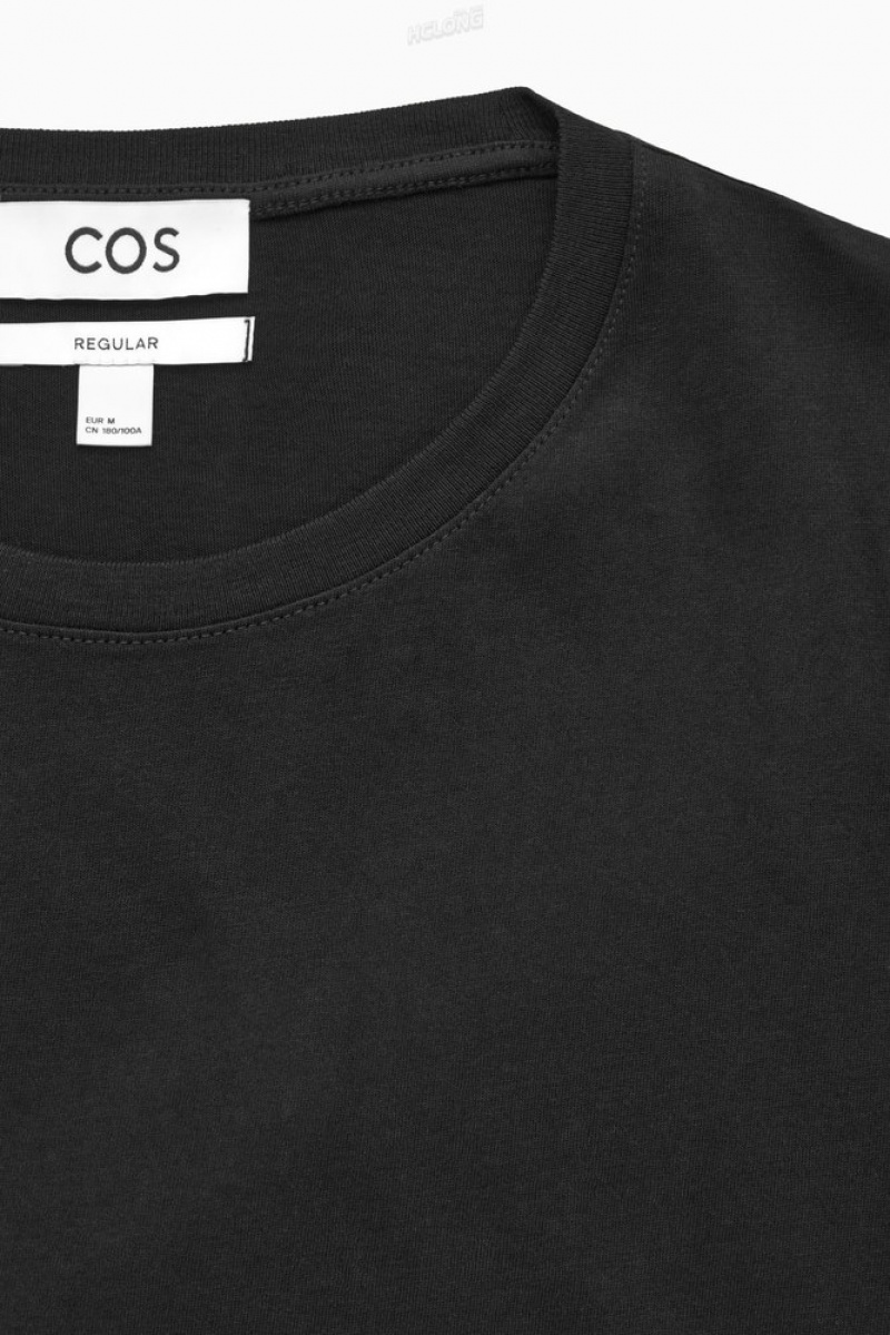 Black COS The Extra Fine T-Shirt | CZ51-U6OD