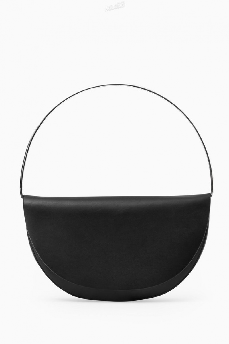 Black COS The Halo Leather Saddle Bag | BN74-P3QM