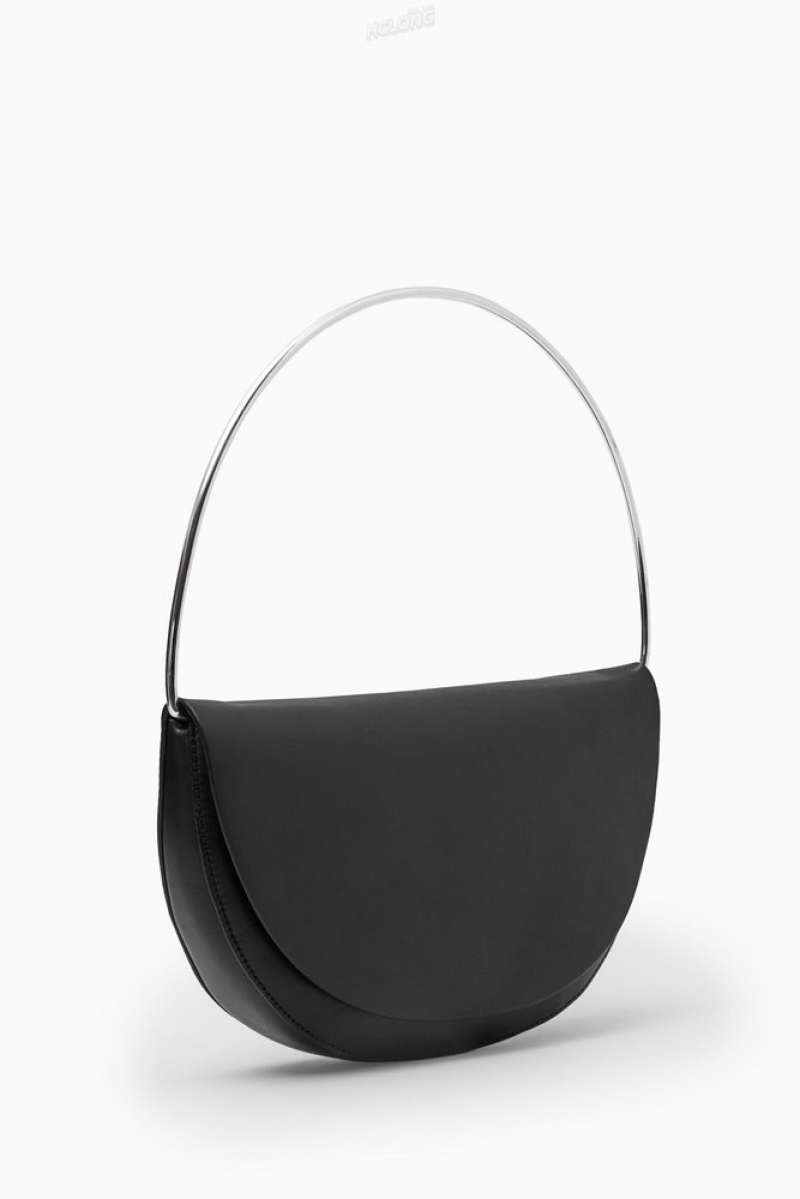 Black COS The Halo Leather Saddle Bag | BN74-P3QM