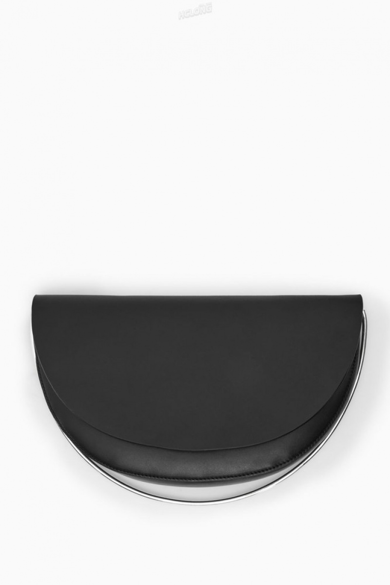 Black COS The Halo Leather Saddle Bag | BN74-P3QM