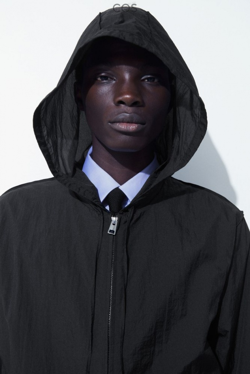 Black COS The Hooded Blouson Jacket | OD41-S4YL