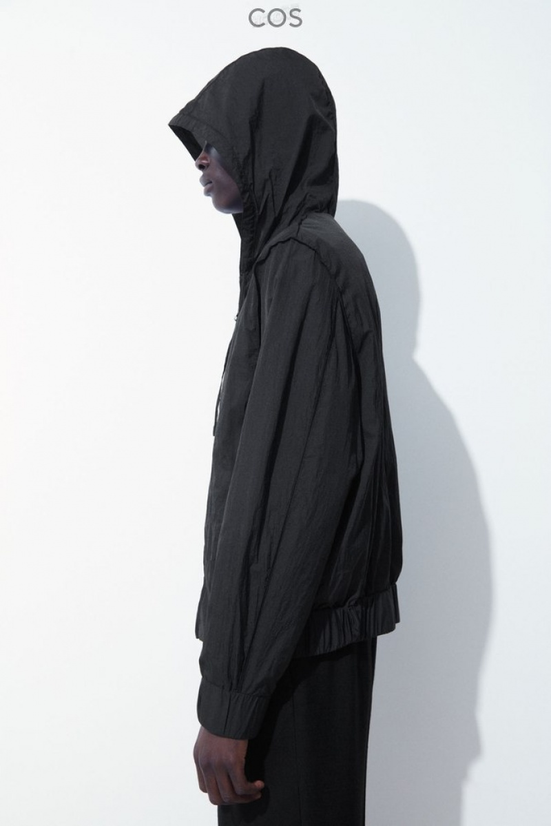 Black COS The Hooded Blouson Jacket | OD41-S4YL