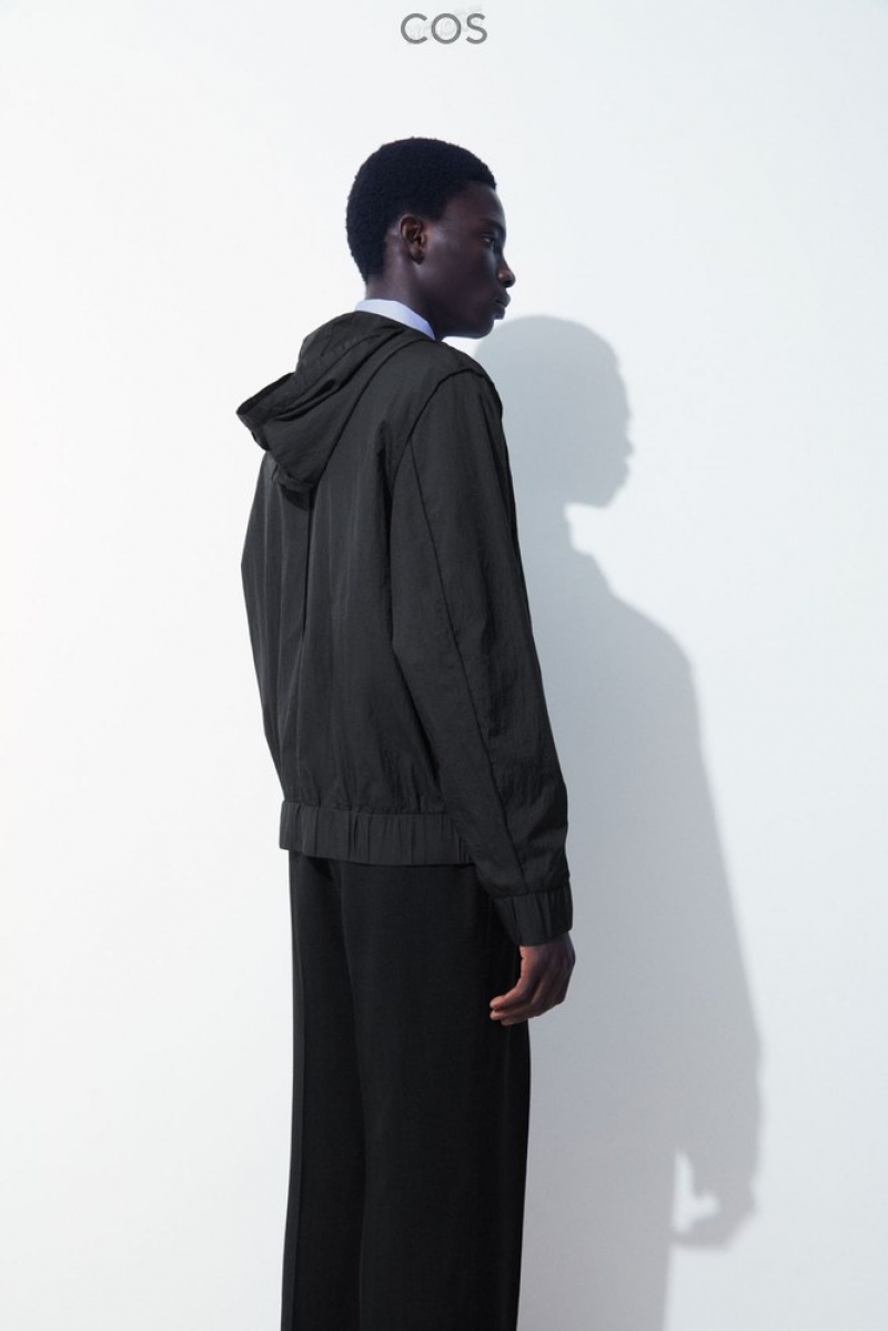 Black COS The Hooded Blouson Jacket | OD41-S4YL