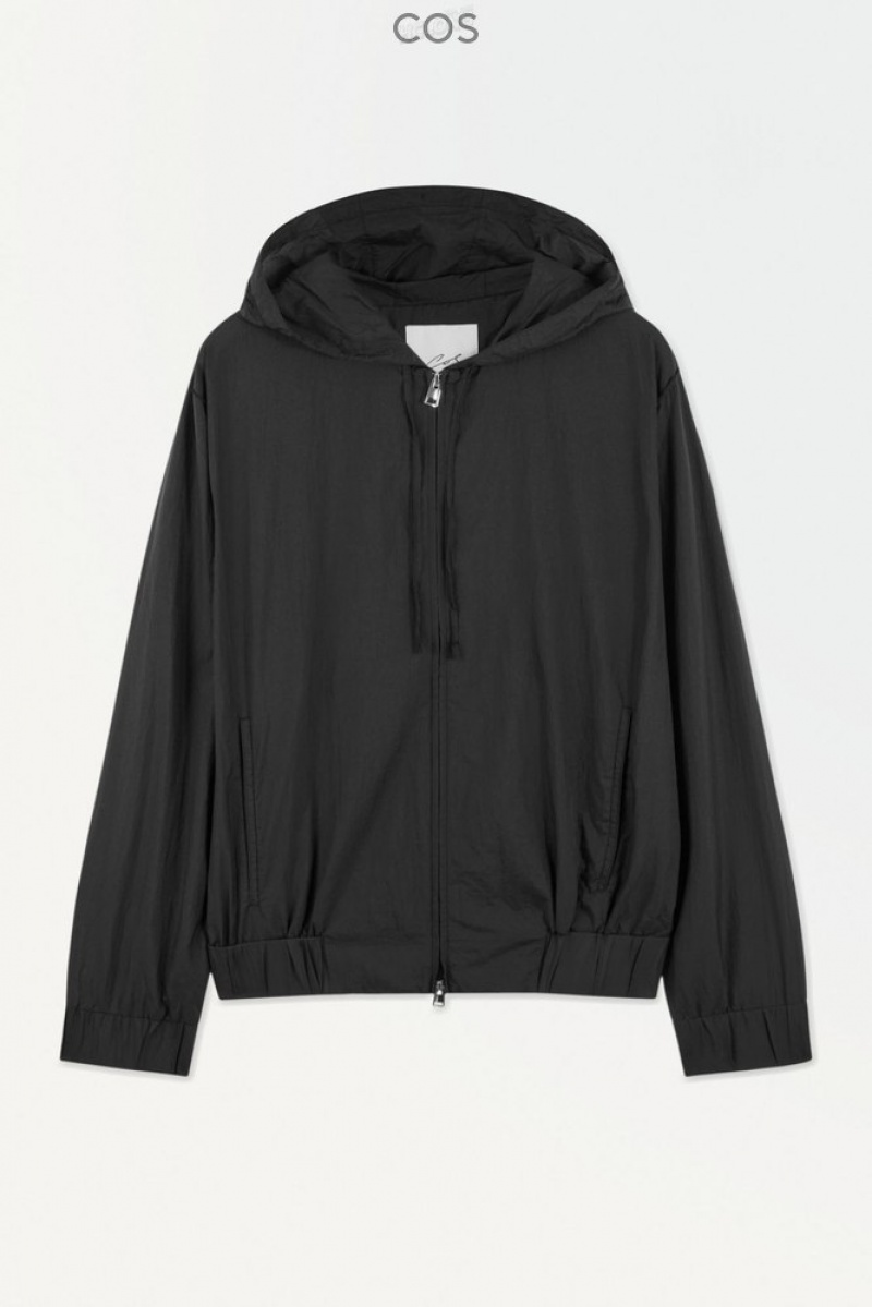 Black COS The Hooded Blouson Jacket | OD41-S4YL