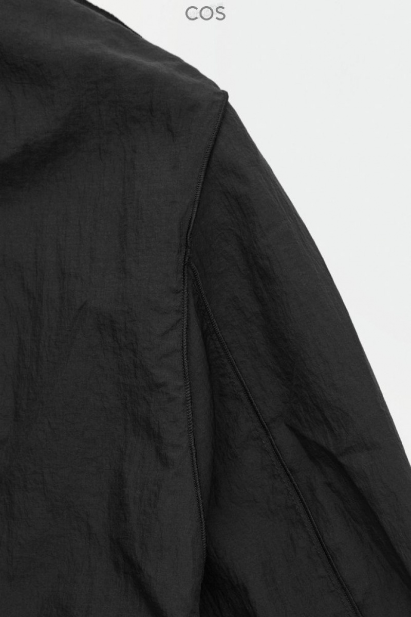 Black COS The Hooded Blouson Jacket | OD41-S4YL