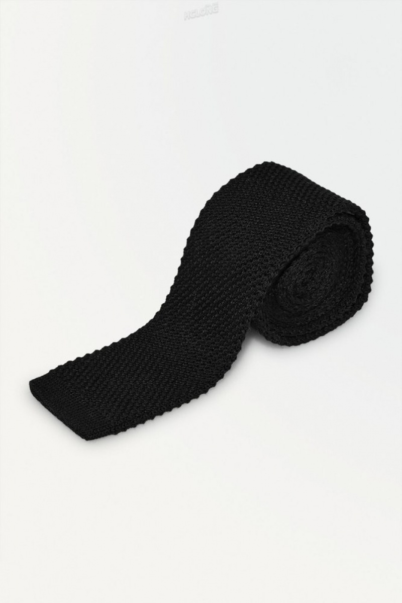 Black COS The Knitted Silk Tie | MG12-T0BT