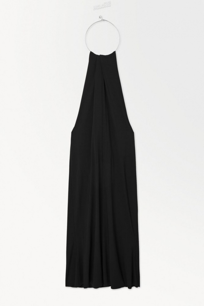 Black COS The Open-Back Necklace Dress | DR01-N6ZF