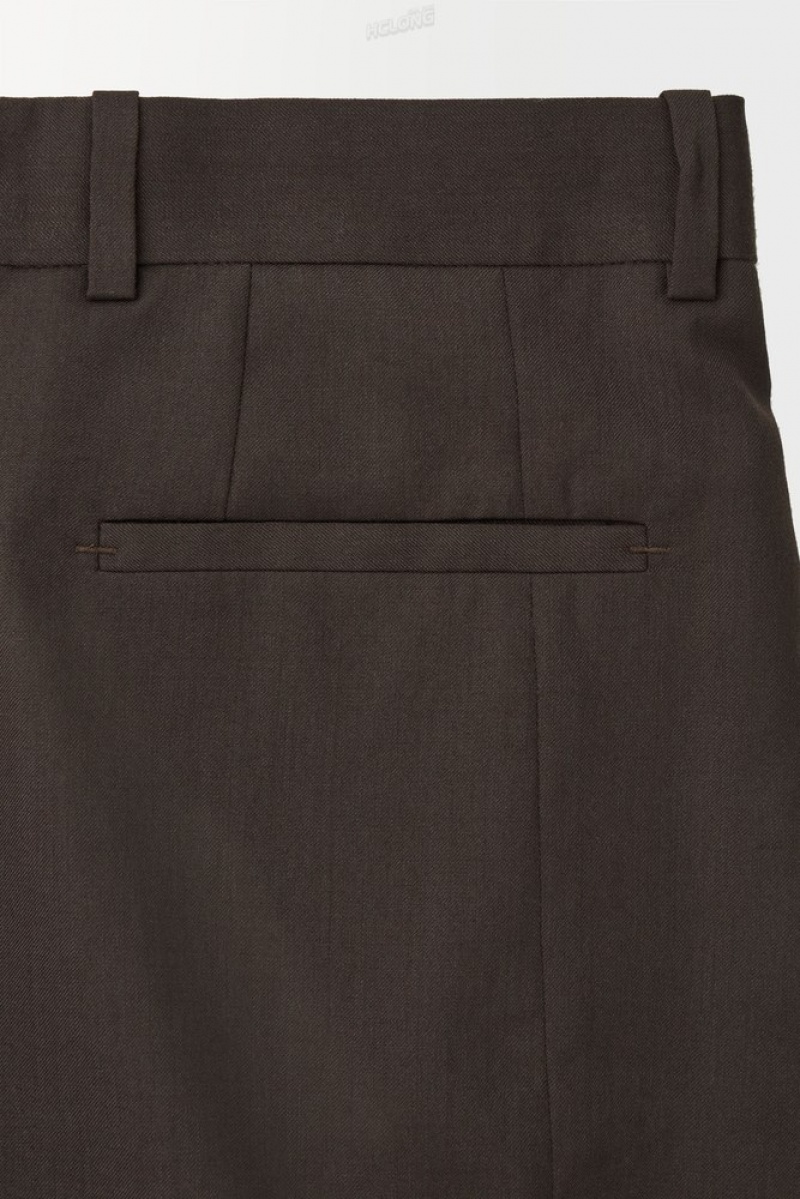 Black COS The Pleated Wool Trousers | RN21-I1BS