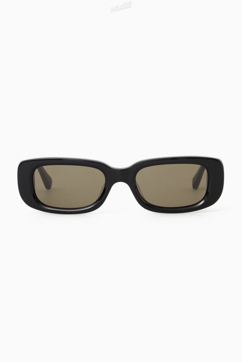 Black COS The Rectangle Acetate Sunglasses | FZ42-X4PH