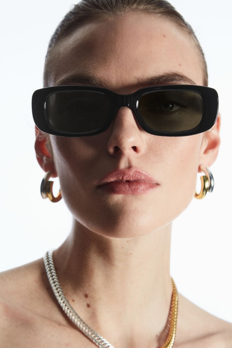 Black COS The Rectangle Acetate Sunglasses | FZ42-X4PH