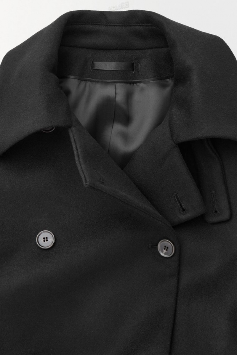 Black COS The Recycled-Cashmere Trench Coat | OA89-I7TR