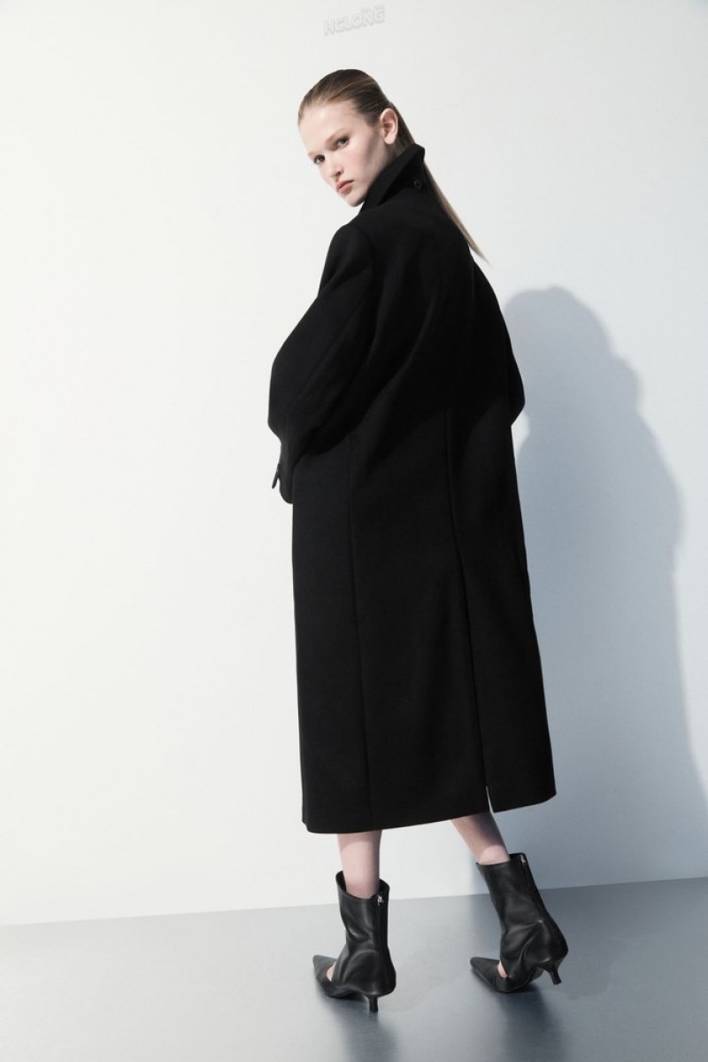 Black COS The Recycled-Cashmere Trench Coat | OA89-I7TR