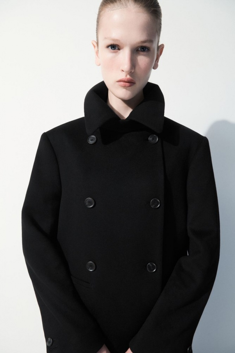 Black COS The Recycled-Cashmere Trench Coat | OA89-I7TR