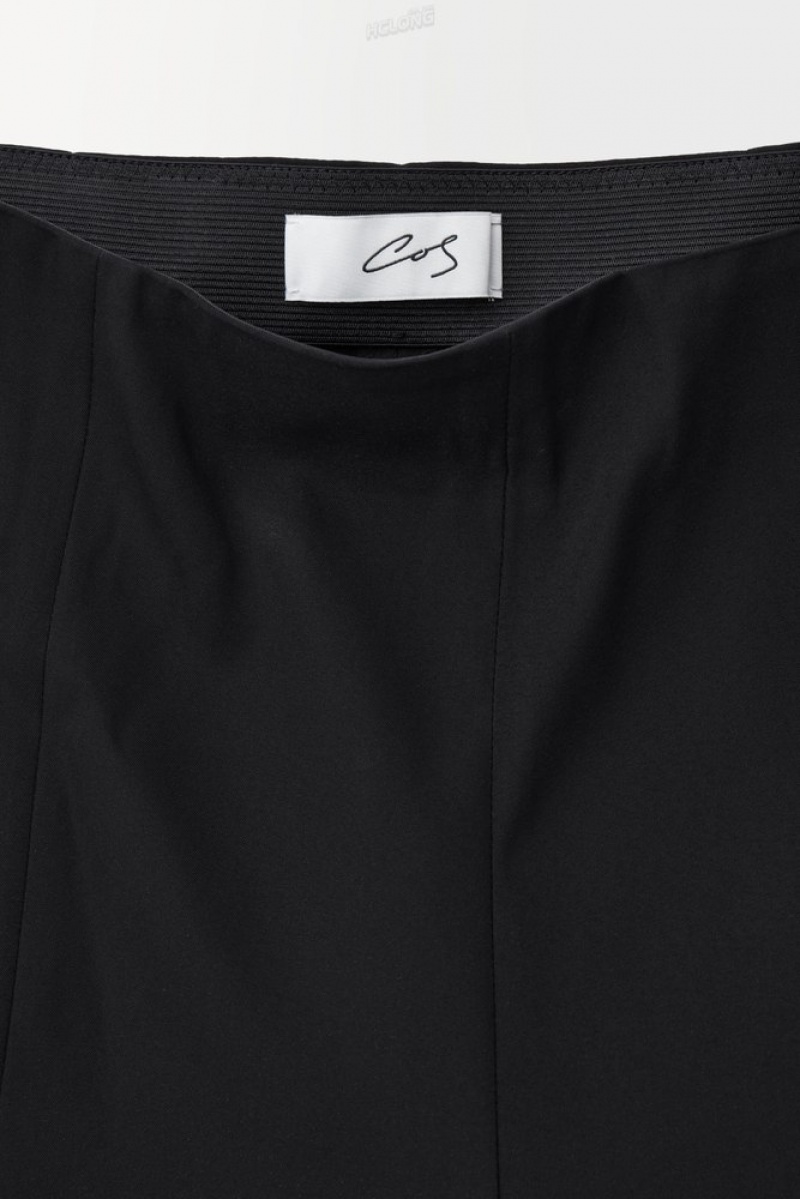 Black COS The Silk-Blend Pants | CT68-Z1XE