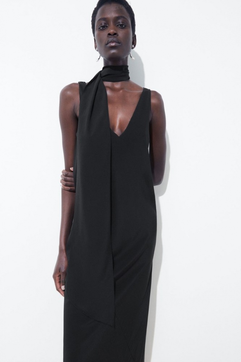 Black COS The Silk Scarf Dress | JL00-V9FM