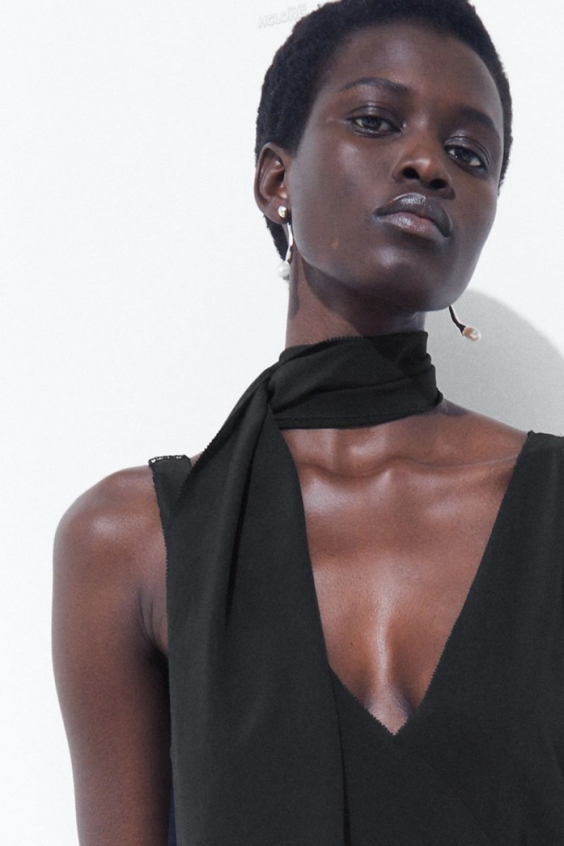 Black COS The Silk Scarf Dress | JL00-V9FM