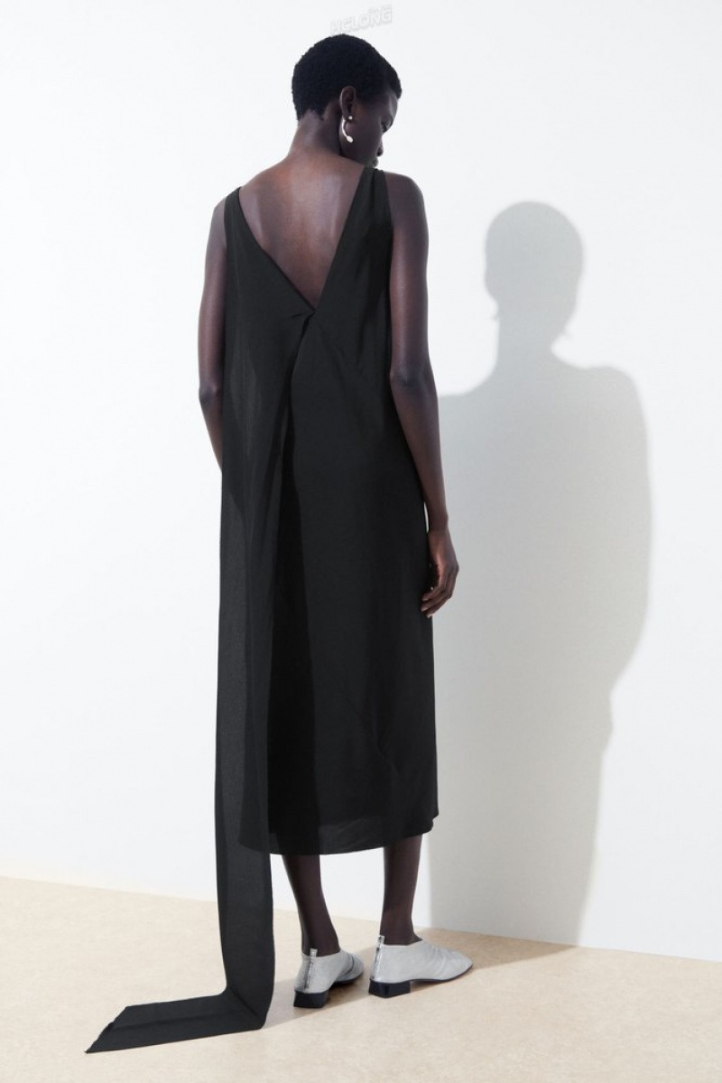 Black COS The Silk Scarf Dress | JL00-V9FM