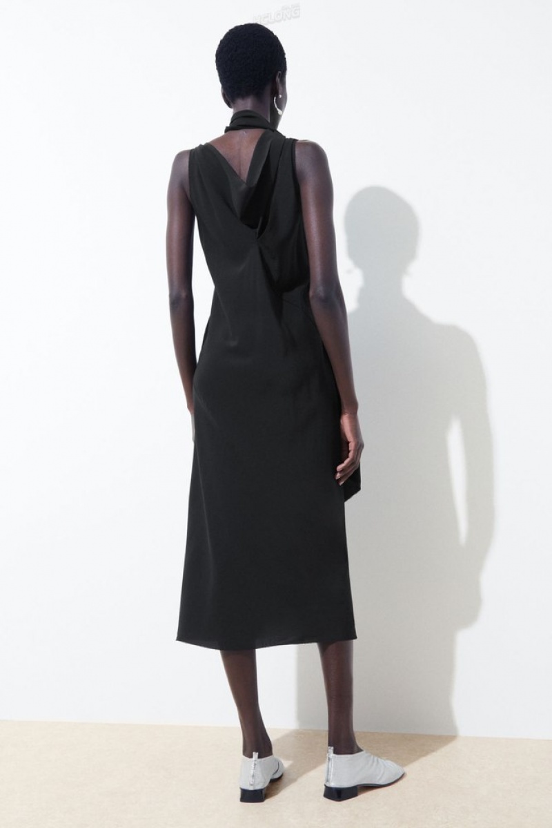 Black COS The Silk Scarf Dress | JL00-V9FM