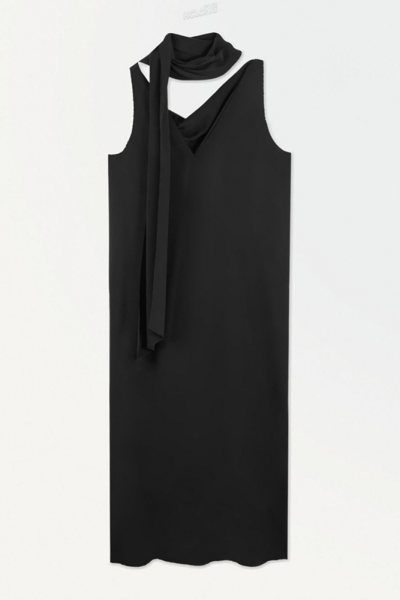 Black COS The Silk Scarf Dress | JL00-V9FM