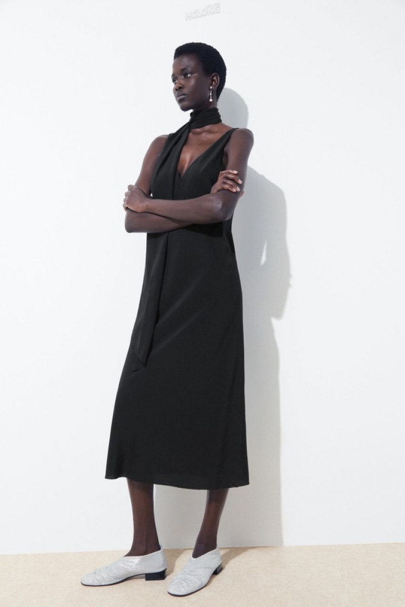 Black COS The Silk Scarf Dress | JL00-V9FM