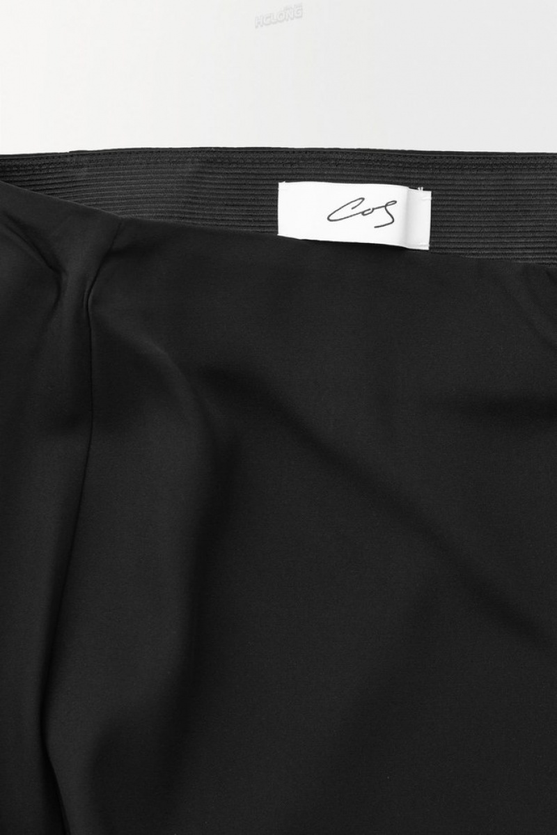 Black COS The Tailored Silk-Blend Midi Skirt | OG29-Y2HH