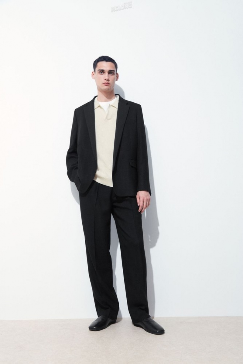 Black COS The Tailored Straight-Leg Trousers | LM33-K3ZZ