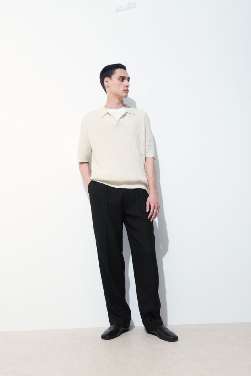 Black COS The Tailored Straight-Leg Trousers | LM33-K3ZZ