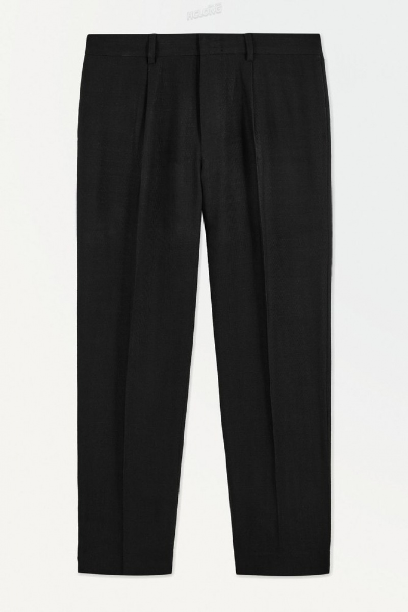 Black COS The Tailored Straight-Leg Trousers | LM33-K3ZZ