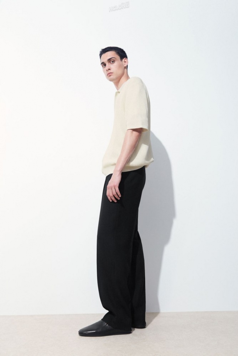 Black COS The Tailored Straight-Leg Trousers | LM33-K3ZZ